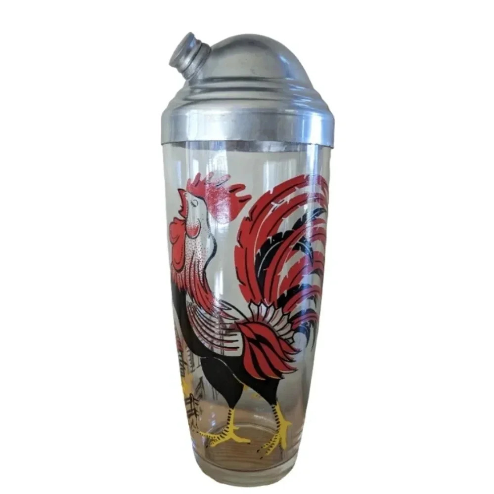 Vintage Drink Shaker Rooster Retro/MCM with Metal  lid